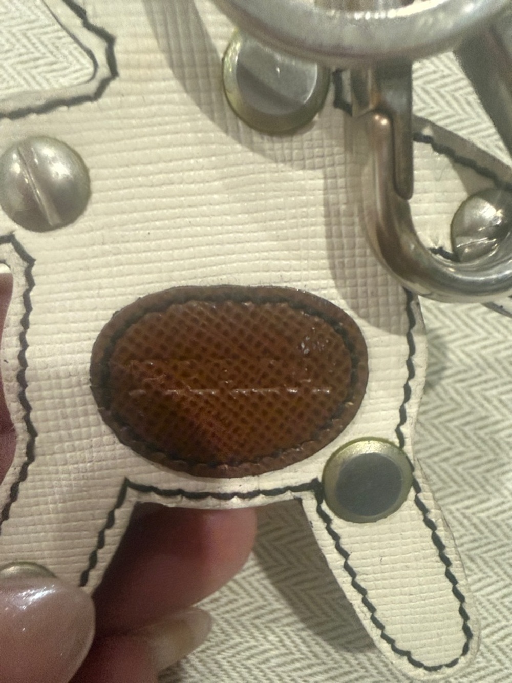 PRADA White and Brown Teddy Bear Keychain Charm or Bag Charm - Picture 4 of 4